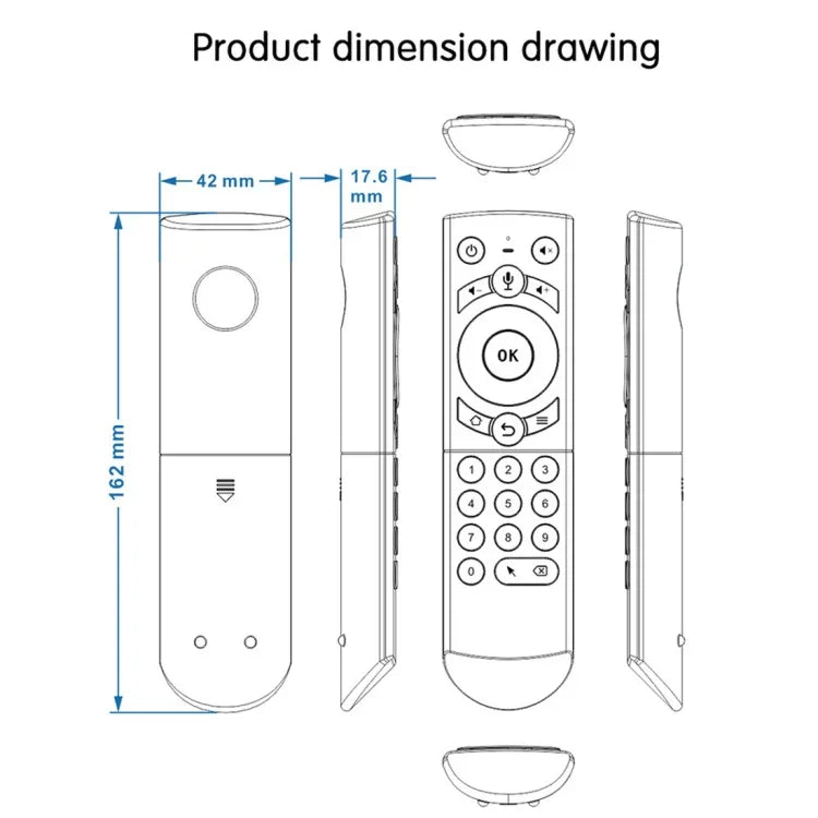 Bàn phím không dây điều khiển từ xa chuột bay G21 2.4GHz có đèn nền LED với con quay hồi chuyển cho Android TV Box / PC, Hỗ trợ giọng nói thông minh, Màu xanh dương