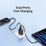 Bộ sạc GaN hiển thị kỹ thuật số 30W cổng đôi USB+USB-C / Type-C USAMS CC230, phích cắm US