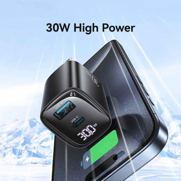 Bộ sạc GaN hiển thị kỹ thuật số 30W cổng đôi USB+USB-C / Type-C USAMS CC230, phích cắm US