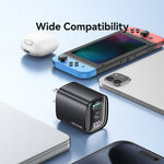 Bộ sạc GaN hiển thị kỹ thuật số 30W cổng đôi USB+USB-C / Type-C USAMS CC230, phích cắm US