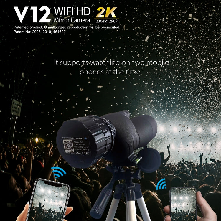 Kính thiên văn HD WiFi 2K V12, camera gương di động ngoài trời, V12
