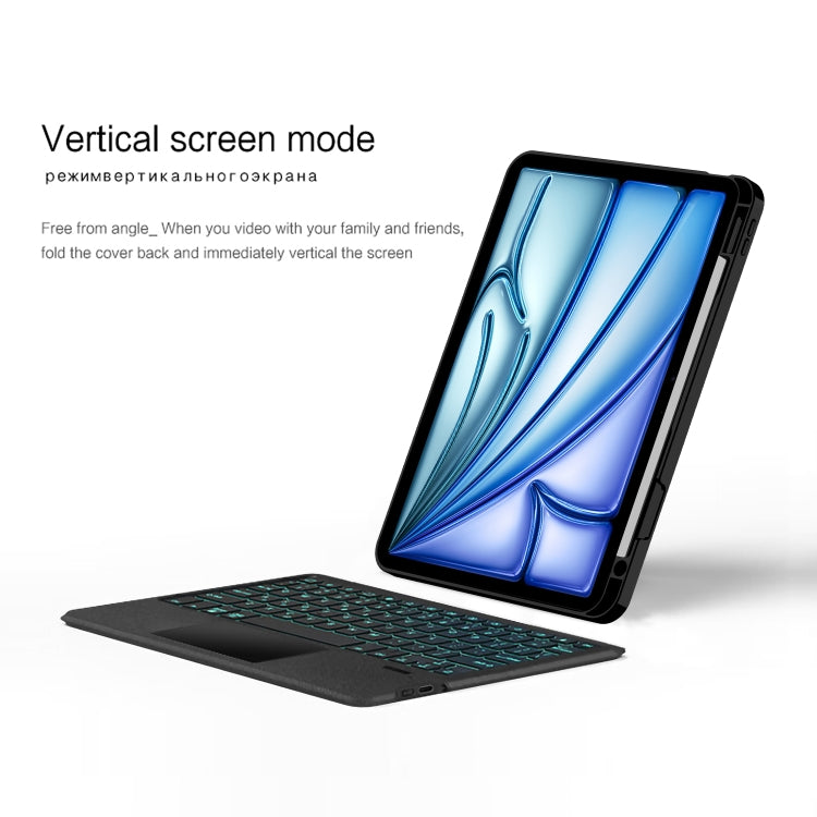 Vỏ máy tính bảng da bàn phím Bluetooth cảm ứng thông minh tháo rời có đèn nền / khe cắm bút, dành cho iPad Pro 13 2024, iPad Air 13 2024, iPad Air 11 2024, iPad Pro 11 2024, iPad 10.9 2022, iPad 10.2 2021, iPad mini 6