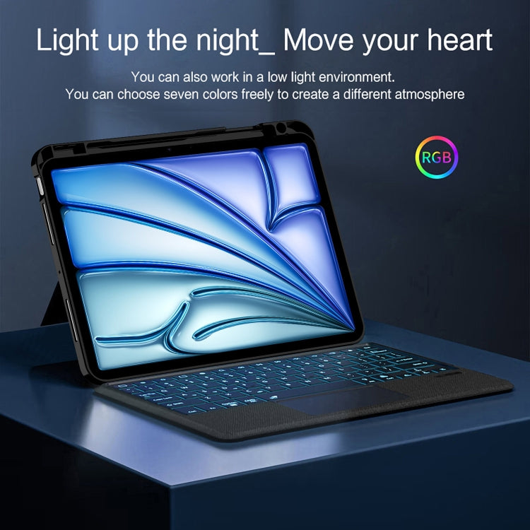 Vỏ máy tính bảng da bàn phím Bluetooth cảm ứng thông minh tháo rời có đèn nền / khe cắm bút, dành cho iPad Pro 13 2024, iPad Air 13 2024, iPad Air 11 2024, iPad Pro 11 2024, iPad 10.9 2022, iPad 10.2 2021, iPad mini 6