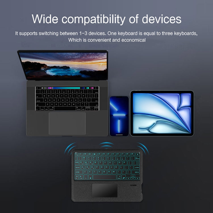 Vỏ máy tính bảng da bàn phím Bluetooth cảm ứng thông minh tháo rời có đèn nền / khe cắm bút, dành cho iPad Pro 13 2024, iPad Air 13 2024, iPad Air 11 2024, iPad Pro 11 2024, iPad 10.9 2022, iPad 10.2 2021, iPad mini 6