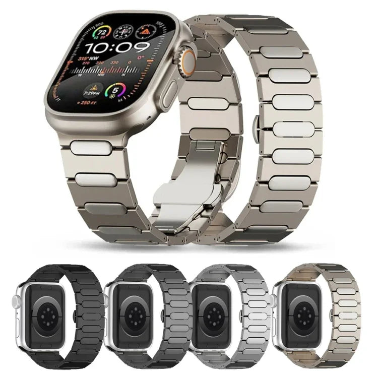 Dây đồng hồ hợp kim titan khóa bướm oval, Dành cho Apple Watch SE 2023 44mm, Dành cho Apple Watch Ultra 2 49mm, Dành cho Apple Watch Series 9 45mm, Dành cho Apple Watch Ultra 49mm, Dành cho Apple Watch Series 8 45mm, Dành cho Apple Watch SE 2022 44mm