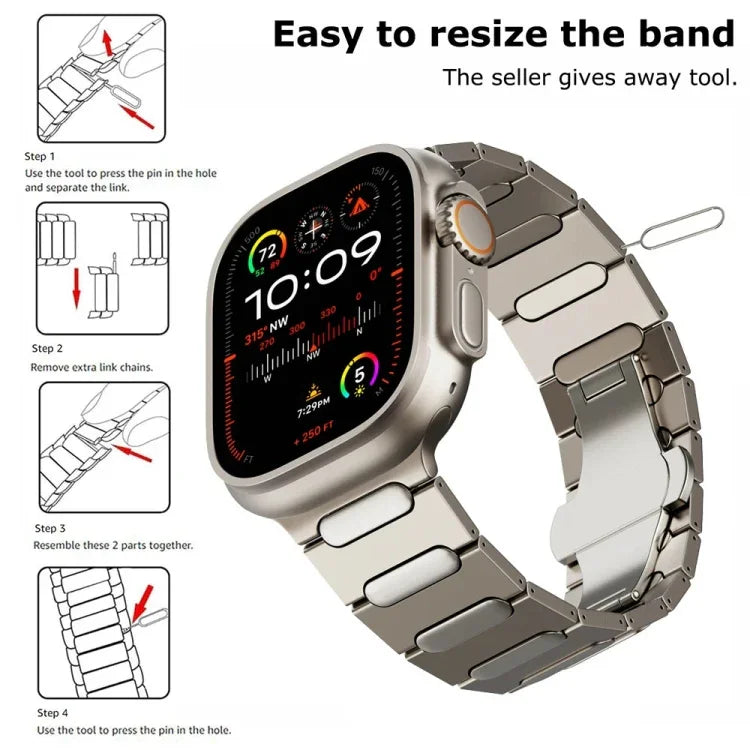 Dây đồng hồ hợp kim titan khóa bướm oval, Dành cho Apple Watch SE 2023 44mm, Dành cho Apple Watch Ultra 2 49mm, Dành cho Apple Watch Series 9 45mm, Dành cho Apple Watch Ultra 49mm, Dành cho Apple Watch Series 8 45mm, Dành cho Apple Watch SE 2022 44mm