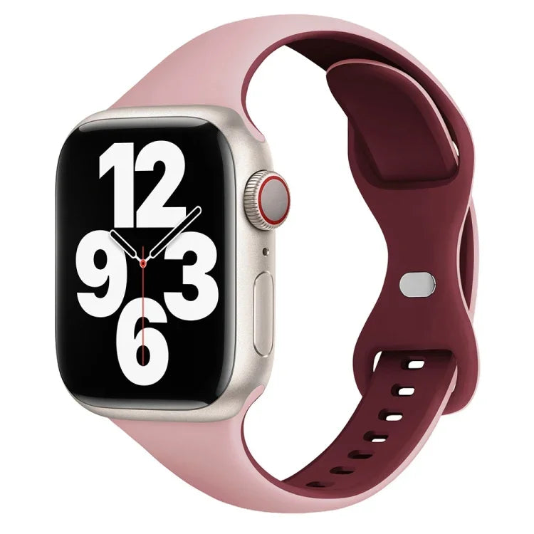 Dây đồng hồ silicone khóa bướm mảnh hai màu, Dành cho Apple Watch Series 7 41mm, Dành cho Apple Watch Series 7 45mm, Dành cho Apple Watch SE 40mm, Dành cho Apple Watch SE 44mm, Dành cho Apple Watch Series 6 40mm, Dành cho Apple Watch Series 6 44mm