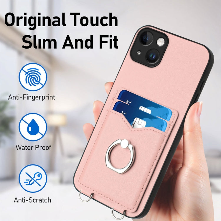 R20 Crossbody Rope Ring Card Holder Phone Case, For iPhone 14 Plus, For iPhone 14, For iPhone 14 Pro, For iPhone 14 Pro Max, For iPhone SE 2022 / SE 2020 / 8, For iPhone 13 Pro Max, For iPhone 13 Pro, For iPhone 13
