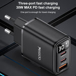 Sạc hiển thị kỹ thuật số Yesido YC69 30W USB + Dual USB-C / Type-C, Thông số kỹ thuật: Phích cắm EU, YC69