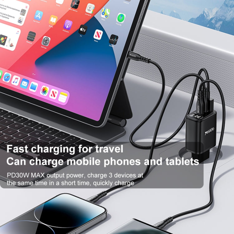 Sạc hiển thị kỹ thuật số Yesido YC69 30W USB + Dual USB-C / Type-C, Thông số kỹ thuật: Phích cắm EU, YC69