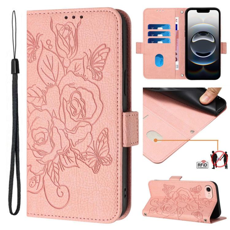 Ốp điện thoại da chống trộm RFID hoa hồng nổi, Dành cho iPhone 17 Pro Max, Dành cho iPhone 17 Pro, Dành cho iPhone 17, Dành cho iPhone Air, Dành cho iPhone SE 2024, Dành cho iPhone 16 Pro Max, Dành cho iPhone 16 Pro, Dành cho iPhone 16 Plus