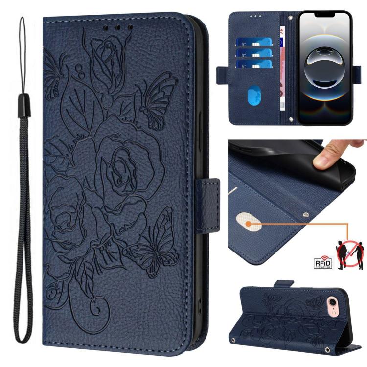 Ốp điện thoại da chống trộm RFID hoa hồng nổi, Dành cho iPhone 17 Pro Max, Dành cho iPhone 17 Pro, Dành cho iPhone 17, Dành cho iPhone Air, Dành cho iPhone SE 2024, Dành cho iPhone 16 Pro Max, Dành cho iPhone 16 Pro, Dành cho iPhone 16 Plus