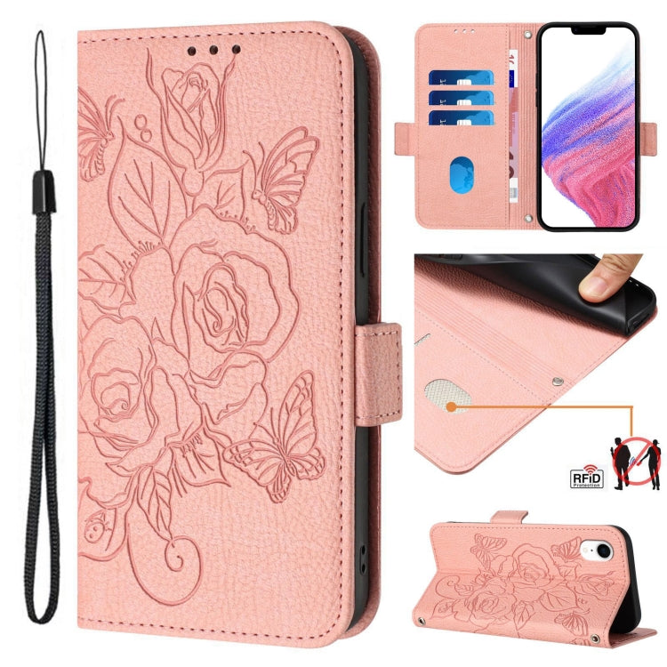 Ốp điện thoại da chống trộm RFID hoa hồng nổi, dành cho iPhone 11 Pro Max, iPhone 11, iPhone 11 Pro, iPhone XS / X, iPhone XR, iPhone XS Max, iPhone 8 Plus / 7 Plus