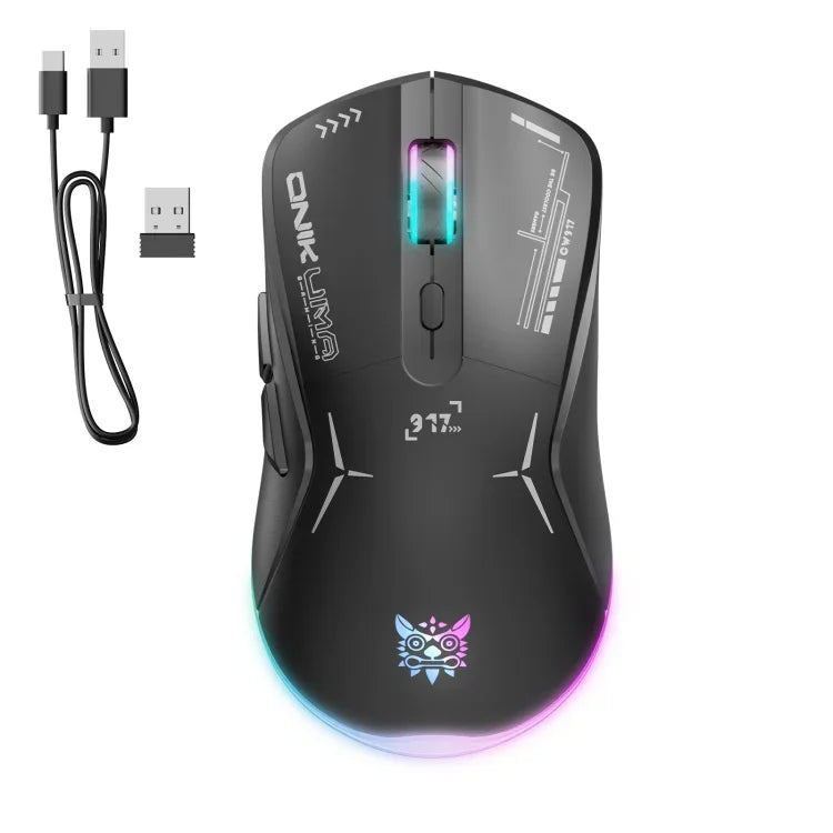 Chuột chơi game ONIKUMA CW917 RGB 4800DPI chế độ kép có dây + không dây 2.4GHz, CW917 (Đen), CW917 (Trắng)