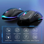 Chuột chơi game ONIKUMA CW917 RGB 4800DPI chế độ kép có dây + không dây 2.4GHz, CW917 (Đen), CW917 (Trắng)