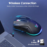 Chuột chơi game ONIKUMA CW917 RGB 4800DPI chế độ kép có dây + không dây 2.4GHz, CW917 (Đen), CW917 (Trắng)