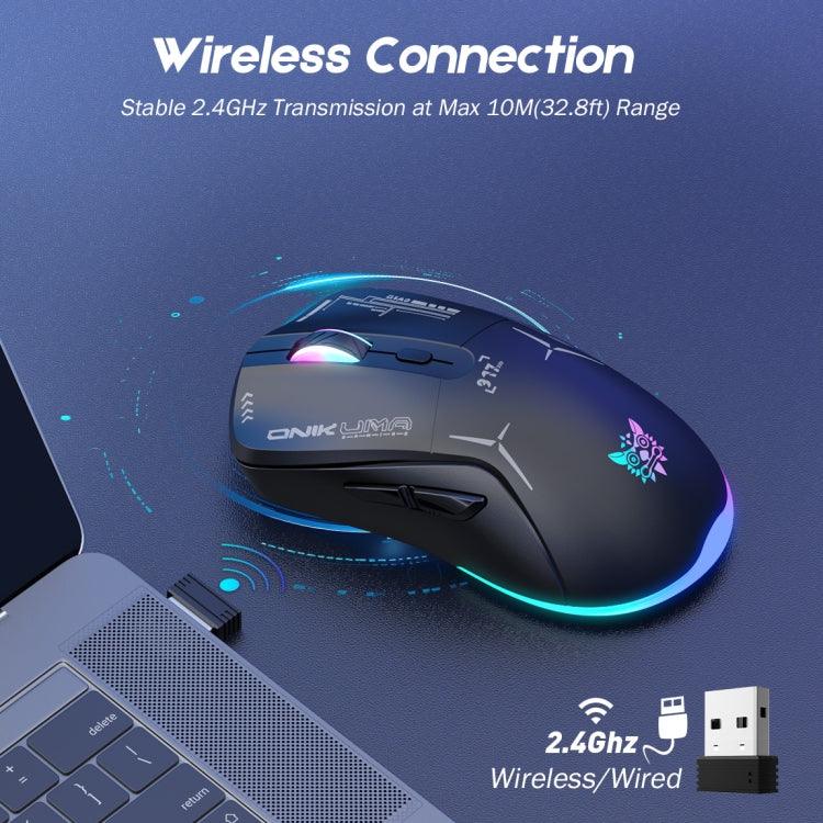 Chuột chơi game ONIKUMA CW917 RGB 4800DPI chế độ kép có dây + không dây 2.4GHz, CW917 (Đen), CW917 (Trắng)