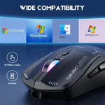 Chuột chơi game ONIKUMA CW917 RGB 4800DPI chế độ kép có dây + không dây 2.4GHz, CW917 (Đen), CW917 (Trắng)