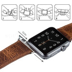 Dây Đeo Đồng Hồ Da Thật Họa Tiết Da Ngựa Điên Retro Đuôi Tròn Thay Thế, Dành Cho Apple Watch 5 & 4 44mm / 3 & 2 & 1 42mm, Dành Cho Apple Watch Series 7 41mm / 6 & SE & 5 & 4 40mm / 3 & 2 & 1 38mm