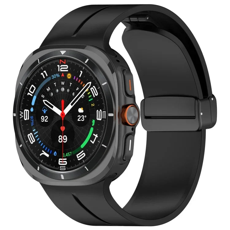 Magnetic Folding Buckle Silicone Watch Band, For Samsung Galaxy Watch Ultra 47mm / Ultra 2025