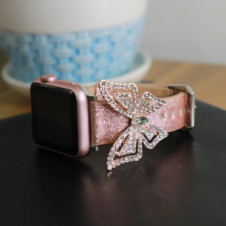 Dây Đeo Đồng Hồ Thay Thế Nơ Đính Kim Cương Lấp Lánh, Dành Cho Apple Watch 5 & 4 44mm / 3 & 2 & 1 42mm