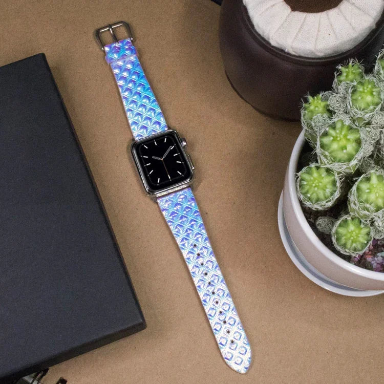 Dây đồng hồ thay thế họa tiết vảy cá lấp lánh đổi màu, dành cho Apple Watch 5 & 4 40mm / 3 & 2 & 1 38mm, dành cho Apple Watch 5 & 4 44mm / 3 & 2 & 1 42mm