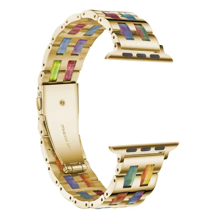 Dây đeo đồng hồ bằng thép không gỉ + nhựa, dành cho Apple Watch 5 & 4 44mm / 3 & 2 & 1 42mm, dành cho Apple Watch Series 8&7 41mm / SE 2&6&SE&5&4 40mm / 3&2&1 38mm, dành cho Apple Watch Series 7 41mm / 6 & SE & 5 & 4 40mm / 3 & 2 & 1 38mm