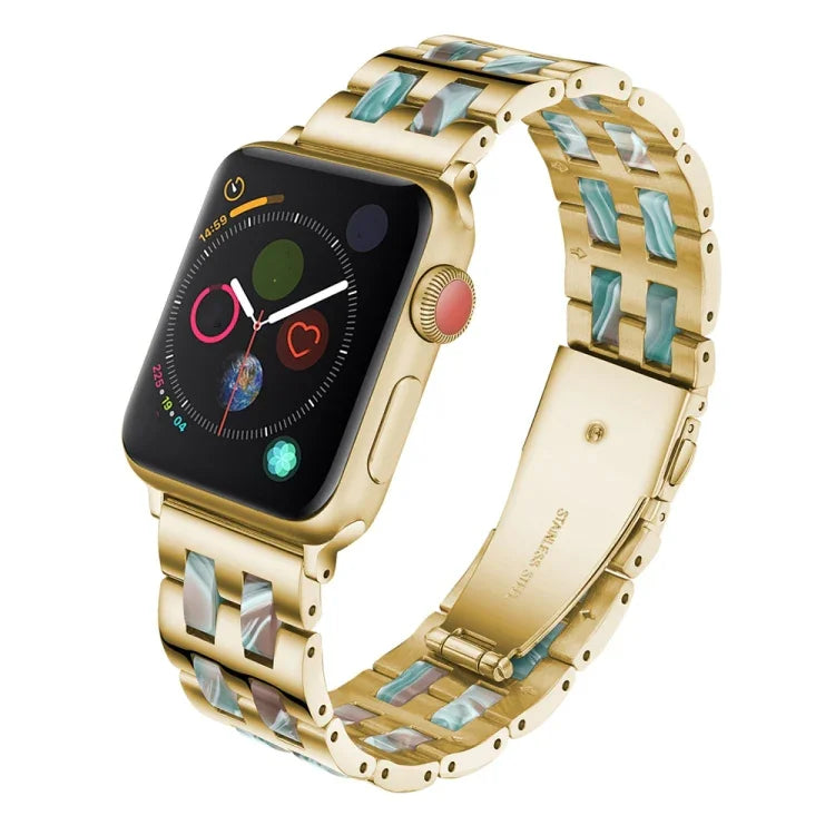 Dây đeo đồng hồ bằng thép không gỉ + nhựa, dành cho Apple Watch 5 & 4 44mm / 3 & 2 & 1 42mm, dành cho Apple Watch Series 8&7 41mm / SE 2&6&SE&5&4 40mm / 3&2&1 38mm, dành cho Apple Watch Series 7 41mm / 6 & SE & 5 & 4 40mm / 3 & 2 & 1 38mm