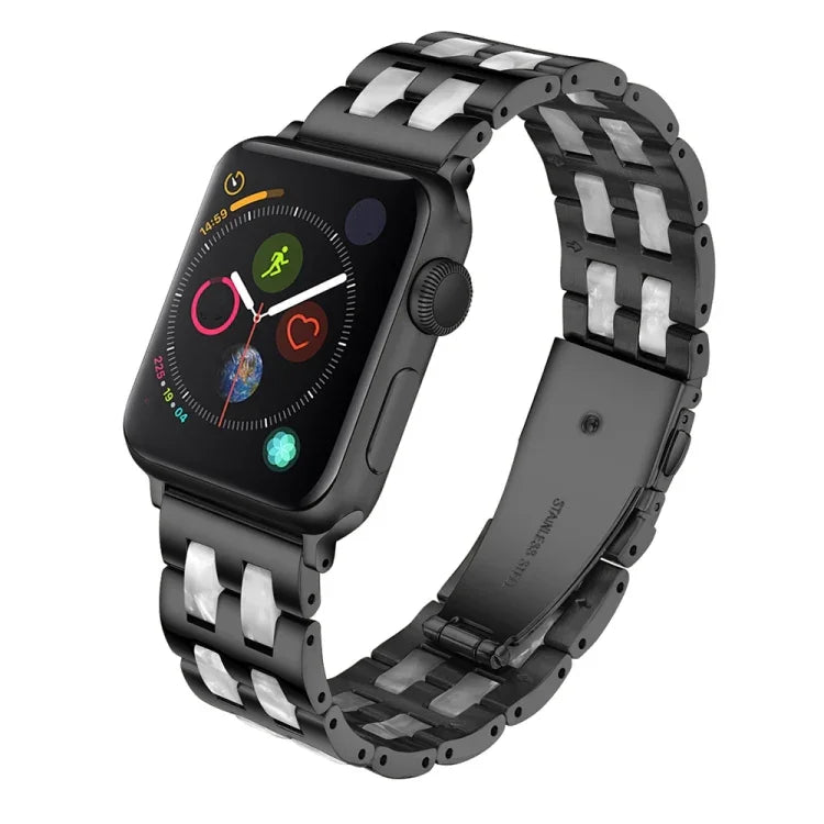 Dây đeo đồng hồ bằng thép không gỉ + nhựa, dành cho Apple Watch 5 & 4 44mm / 3 & 2 & 1 42mm, dành cho Apple Watch Series 8&7 41mm / SE 2&6&SE&5&4 40mm / 3&2&1 38mm, dành cho Apple Watch Series 7 41mm / 6 & SE & 5 & 4 40mm / 3 & 2 & 1 38mm