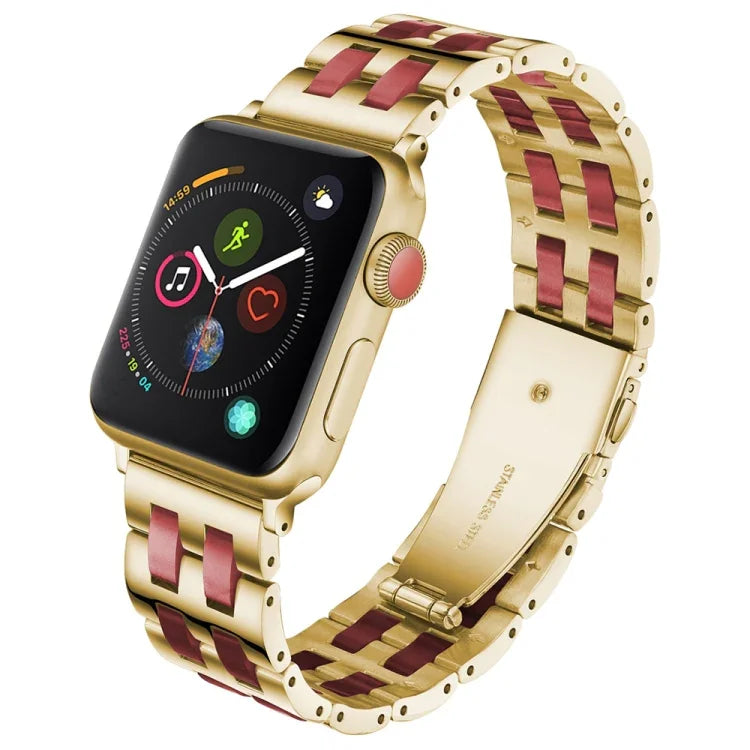 Dây đeo đồng hồ bằng thép không gỉ + nhựa, dành cho Apple Watch 5 & 4 44mm / 3 & 2 & 1 42mm, dành cho Apple Watch Series 8&7 41mm / SE 2&6&SE&5&4 40mm / 3&2&1 38mm, dành cho Apple Watch Series 7 41mm / 6 & SE & 5 & 4 40mm / 3 & 2 & 1 38mm