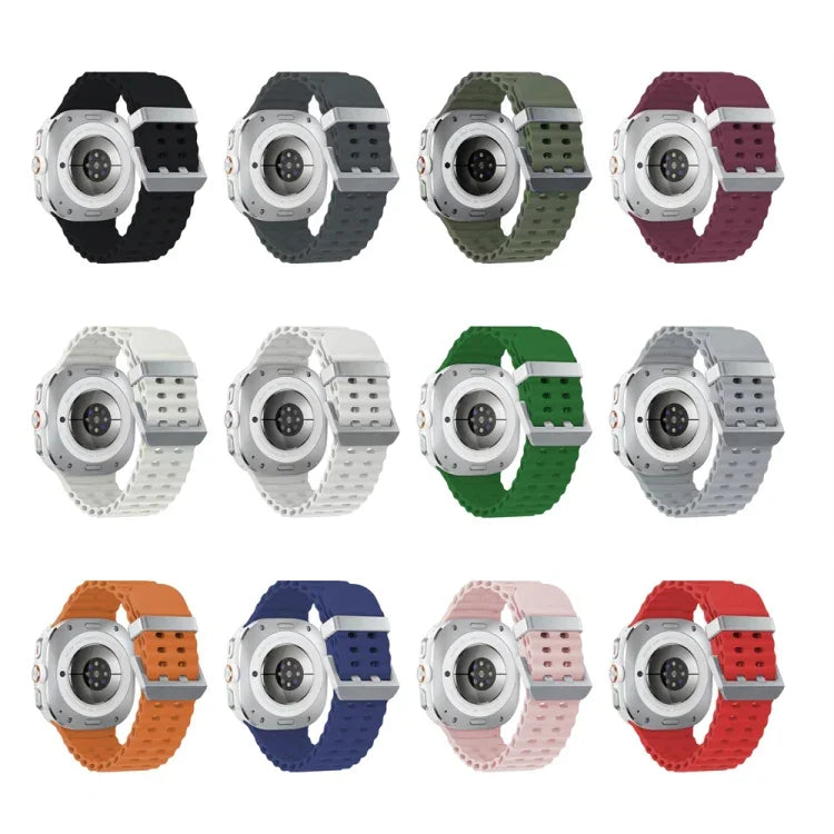 Dây đồng hồ silicone khóa đôi bạc Ocean, cho Samsung Galaxy Watch Ultra 47mm / Ultra 2025