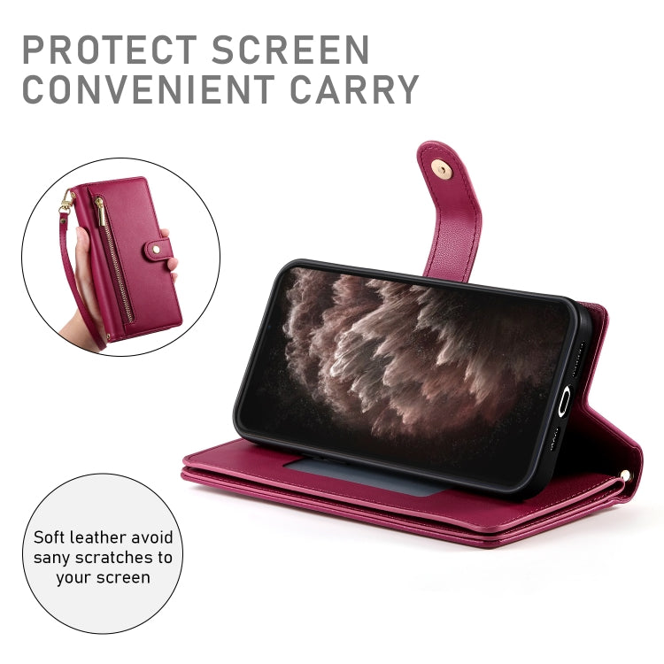 Nine Card-slot Zipper Wallet Bag Leather Phone Case, For iPhone 11 Pro Max, For iPhone 11, For iPhone 11 Pro