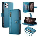Nine Card-slot Zipper Wallet Bag Leather Phone Case, For iPhone 11 Pro Max, For iPhone 11, For iPhone 11 Pro