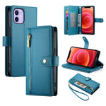 Nine Card-slot Zipper Wallet Bag Leather Phone Case, For iPhone 14 Pro Max, For iPhone 13 Pro Max, For iPhone 13 Pro, For iPhone 13, For iPhone 13 mini, For iPhone 12 / 12 Pro, For iPhone 12 Pro Max, For iPhone 12 mini