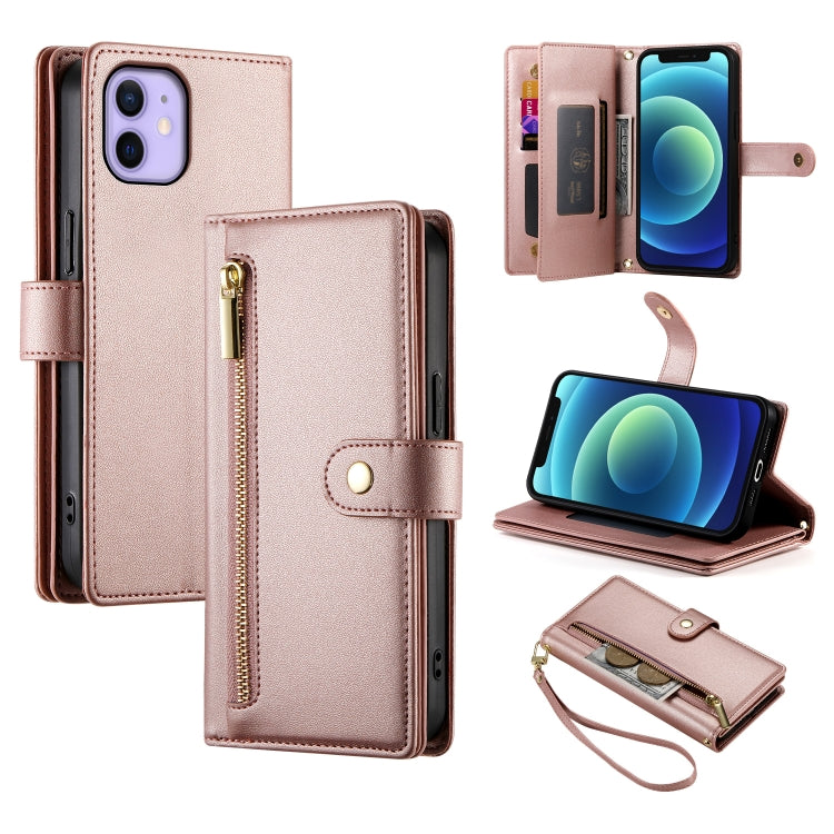 Nine Card-slot Zipper Wallet Bag Leather Phone Case, For iPhone 14 Pro Max, For iPhone 13 Pro Max, For iPhone 13 Pro, For iPhone 13, For iPhone 13 mini, For iPhone 12 / 12 Pro, For iPhone 12 Pro Max, For iPhone 12 mini