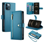 Nine Card-slot Zipper Wallet Bag Leather Phone Case, For iPhone 14 Pro Max, For iPhone 13 Pro Max, For iPhone 13 Pro, For iPhone 13, For iPhone 13 mini, For iPhone 12 / 12 Pro, For iPhone 12 Pro Max, For iPhone 12 mini
