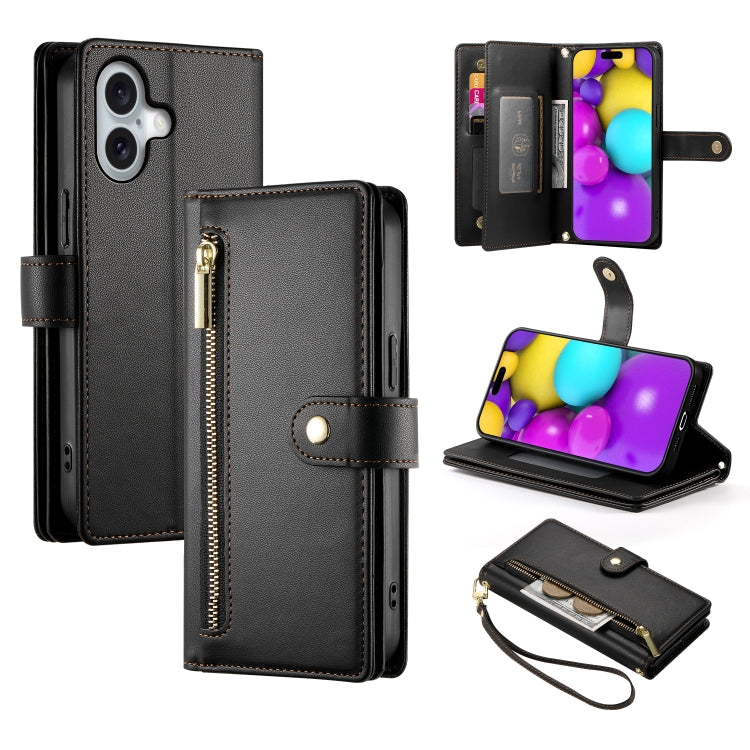 Ví da có khóa kéo và 9 khe đựng thẻ, Ốp lưng điện thoại, Dành cho iPhone 17 Pro Max, Dành cho iPhone 17 Pro, Dành cho iPhone 17, Dành cho iPhone Air, Dành cho iPhone 16e, Dành cho iPhone 16 Pro Max, Dành cho iPhone 16 Pro, Dành cho iPhone 16 Plus