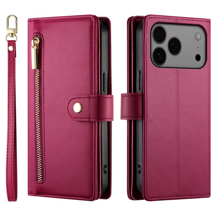 Ví da có khóa kéo và 9 khe đựng thẻ, Ốp lưng điện thoại, Dành cho iPhone 17 Pro Max, Dành cho iPhone 17 Pro, Dành cho iPhone 17, Dành cho iPhone Air, Dành cho iPhone 16e, Dành cho iPhone 16 Pro Max, Dành cho iPhone 16 Pro, Dành cho iPhone 16 Plus