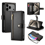 Ví da có khóa kéo và 9 khe đựng thẻ, Ốp lưng điện thoại, Dành cho iPhone 17 Pro Max, Dành cho iPhone 17 Pro, Dành cho iPhone 17, Dành cho iPhone Air, Dành cho iPhone 16e, Dành cho iPhone 16 Pro Max, Dành cho iPhone 16 Pro, Dành cho iPhone 16 Plus