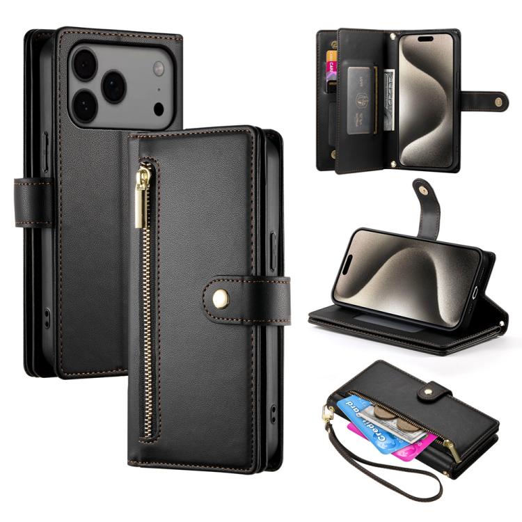 Ví da có khóa kéo và 9 khe đựng thẻ, Ốp lưng điện thoại, Dành cho iPhone 17 Pro Max, Dành cho iPhone 17 Pro, Dành cho iPhone 17, Dành cho iPhone Air, Dành cho iPhone 16e, Dành cho iPhone 16 Pro Max, Dành cho iPhone 16 Pro, Dành cho iPhone 16 Plus