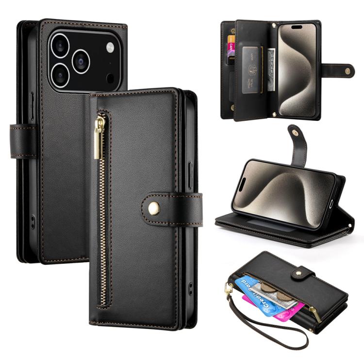 Ví da có khóa kéo và 9 khe đựng thẻ, Ốp lưng điện thoại, Dành cho iPhone 17 Pro Max, Dành cho iPhone 17 Pro, Dành cho iPhone 17, Dành cho iPhone Air, Dành cho iPhone 16e, Dành cho iPhone 16 Pro Max, Dành cho iPhone 16 Pro, Dành cho iPhone 16 Plus