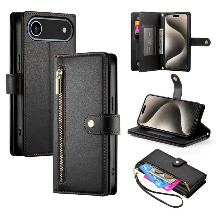 Ví da có khóa kéo và 9 khe đựng thẻ, Ốp lưng điện thoại, Dành cho iPhone 17 Pro Max, Dành cho iPhone 17 Pro, Dành cho iPhone 17, Dành cho iPhone Air, Dành cho iPhone 16e, Dành cho iPhone 16 Pro Max, Dành cho iPhone 16 Pro, Dành cho iPhone 16 Plus
