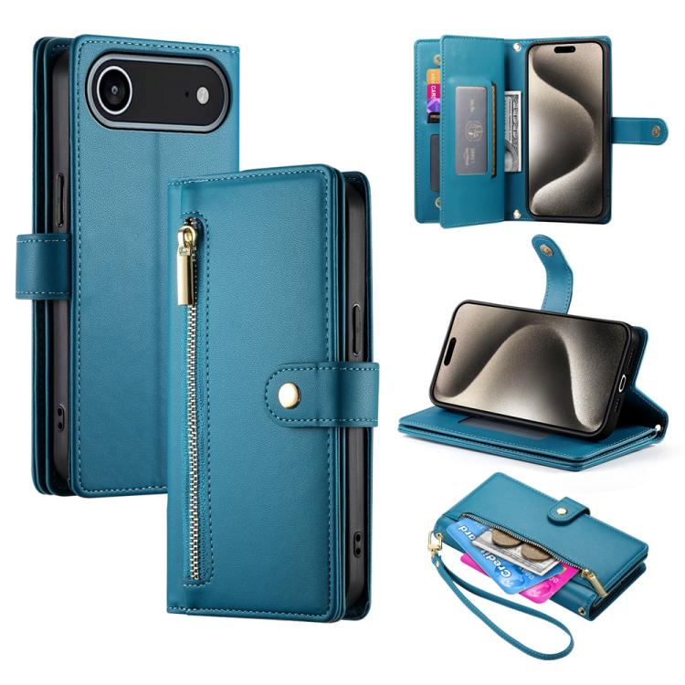 Ví da có khóa kéo và 9 khe đựng thẻ, Ốp lưng điện thoại, Dành cho iPhone 17 Pro Max, Dành cho iPhone 17 Pro, Dành cho iPhone 17, Dành cho iPhone Air, Dành cho iPhone 16e, Dành cho iPhone 16 Pro Max, Dành cho iPhone 16 Pro, Dành cho iPhone 16 Plus