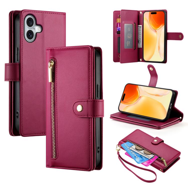 Ví da có khóa kéo và 9 khe đựng thẻ, Ốp lưng điện thoại, Dành cho iPhone 17 Pro Max, Dành cho iPhone 17 Pro, Dành cho iPhone 17, Dành cho iPhone Air, Dành cho iPhone 16e, Dành cho iPhone 16 Pro Max, Dành cho iPhone 16 Pro, Dành cho iPhone 16 Plus