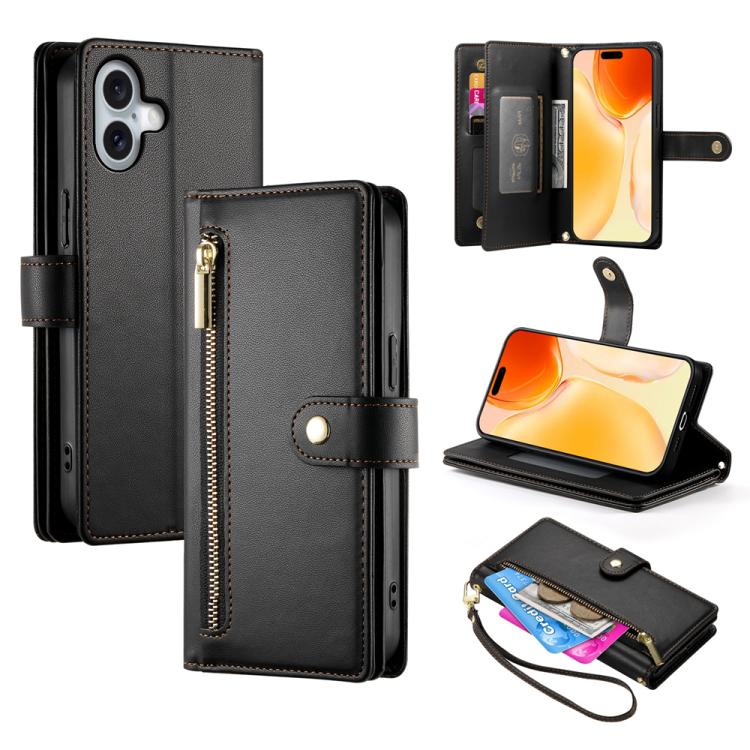 Ví da có khóa kéo và 9 khe đựng thẻ, Ốp lưng điện thoại, Dành cho iPhone 17 Pro Max, Dành cho iPhone 17 Pro, Dành cho iPhone 17, Dành cho iPhone Air, Dành cho iPhone 16e, Dành cho iPhone 16 Pro Max, Dành cho iPhone 16 Pro, Dành cho iPhone 16 Plus