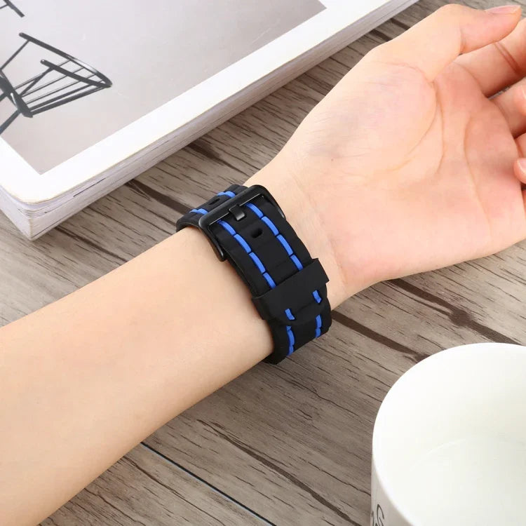 Dây đeo đồng hồ kiểu sóng silicone, dành cho Apple Watch 5 & 4 44mm / 3 & 2 & 1 42mm, dành cho Apple Watch Series 8&7 41mm / SE 2&6&SE&5&4 40mm / 3&2&1 38mm
