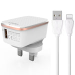 Bộ sạc nhanh USB QC3.0 18W LDNIO A1204Q kèm cáp USB sang 8 Pin dài 1m, phích cắm EU, phích cắm UK, phích cắm US