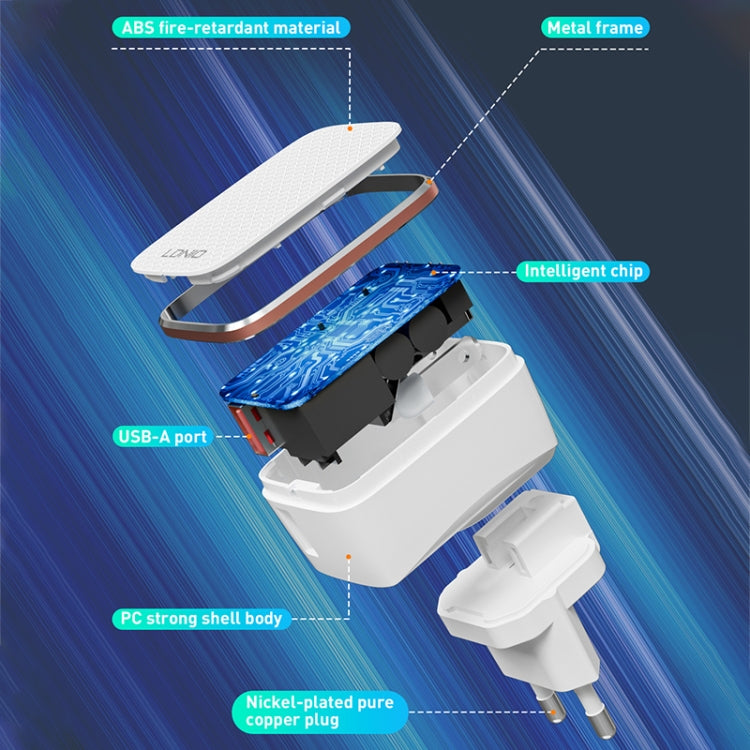 Bộ sạc nhanh USB QC3.0 18W LDNIO A1204Q kèm cáp USB sang 8 Pin dài 1m, phích cắm EU, phích cắm UK, phích cắm US