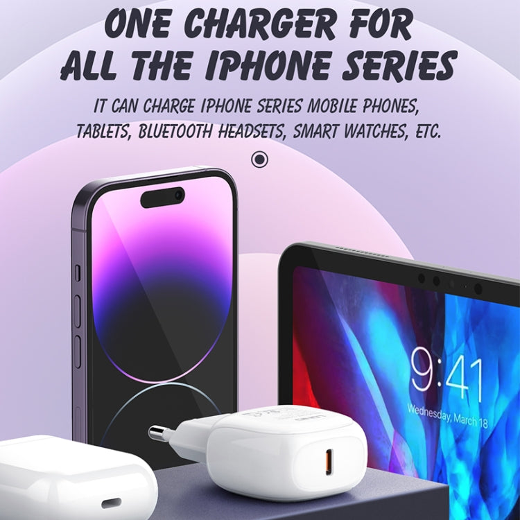 Bộ sạc nhanh PD27W USB-C / Type-C LDNIO A1206C kèm cáp 8 Pin dài 1m, phích cắm EU