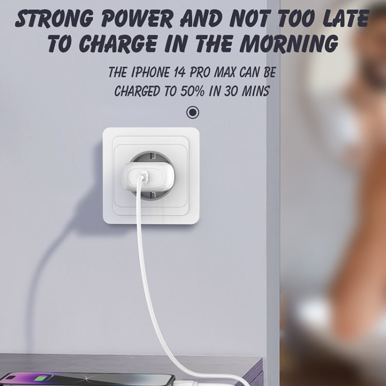 Bộ sạc nhanh PD27W USB-C / Type-C LDNIO A1206C kèm cáp 8 Pin dài 1m, phích cắm EU